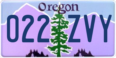 OR license plate 022ZVY