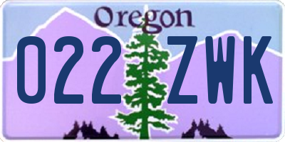 OR license plate 022ZWK