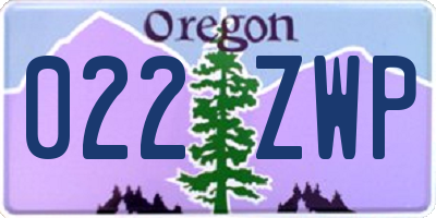 OR license plate 022ZWP