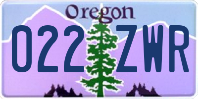 OR license plate 022ZWR