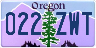OR license plate 022ZWT