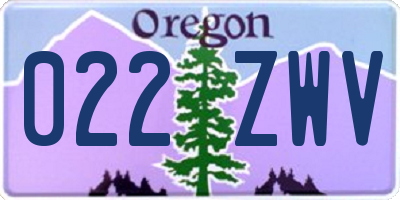 OR license plate 022ZWV