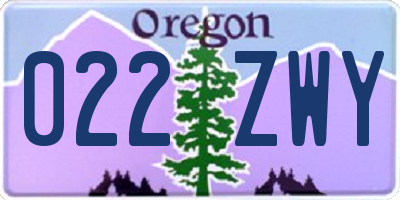 OR license plate 022ZWY