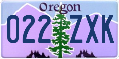 OR license plate 022ZXK