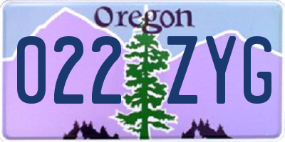 OR license plate 022ZYG