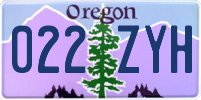 OR license plate 022ZYH