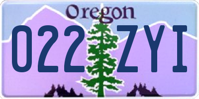 OR license plate 022ZYI
