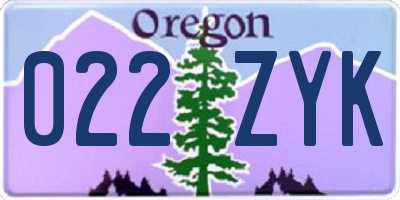 OR license plate 022ZYK