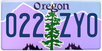 OR license plate 022ZYO