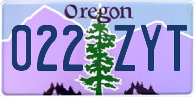 OR license plate 022ZYT