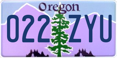 OR license plate 022ZYU