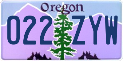 OR license plate 022ZYW