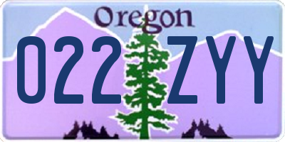 OR license plate 022ZYY