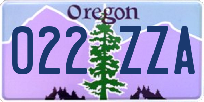 OR license plate 022ZZA