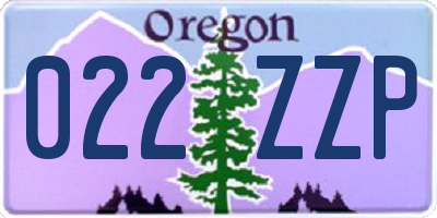 OR license plate 022ZZP