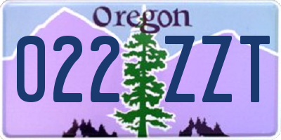 OR license plate 022ZZT