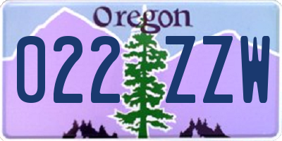 OR license plate 022ZZW