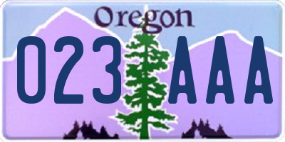 OR license plate 023AAA