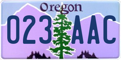 OR license plate 023AAC