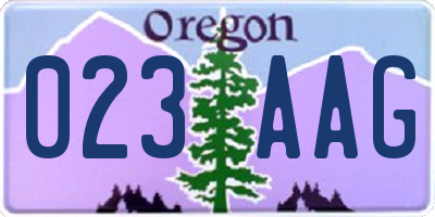 OR license plate 023AAG