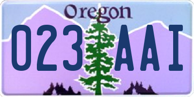 OR license plate 023AAI