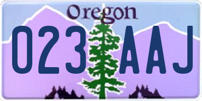 OR license plate 023AAJ