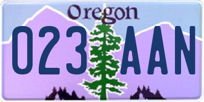 OR license plate 023AAN