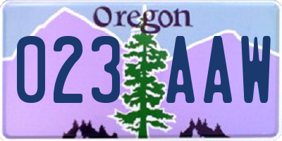 OR license plate 023AAW