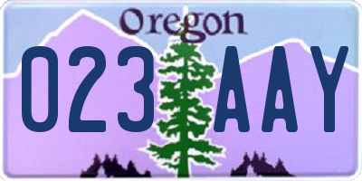 OR license plate 023AAY