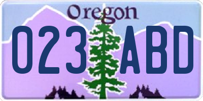 OR license plate 023ABD