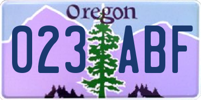 OR license plate 023ABF