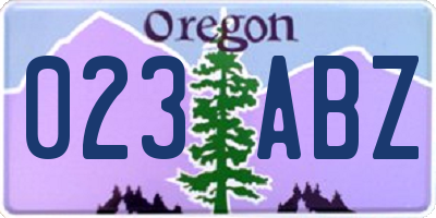 OR license plate 023ABZ