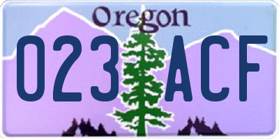 OR license plate 023ACF