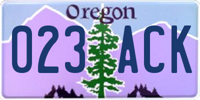 OR license plate 023ACK