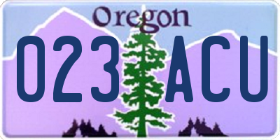 OR license plate 023ACU