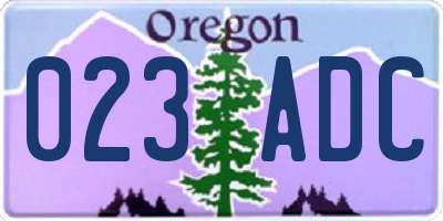 OR license plate 023ADC