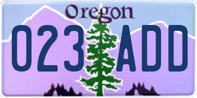 OR license plate 023ADD