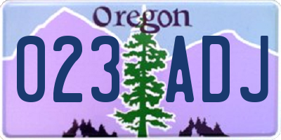 OR license plate 023ADJ