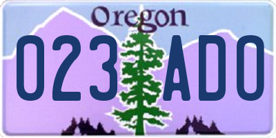 OR license plate 023ADO