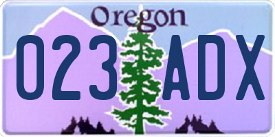 OR license plate 023ADX