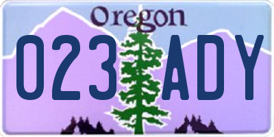 OR license plate 023ADY