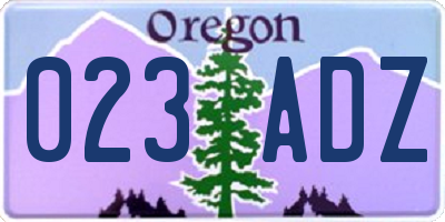 OR license plate 023ADZ