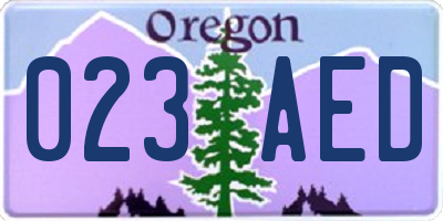 OR license plate 023AED