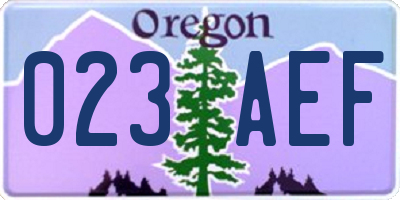 OR license plate 023AEF