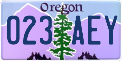 OR license plate 023AEY