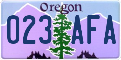 OR license plate 023AFA