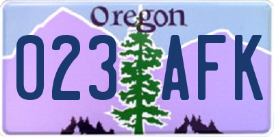 OR license plate 023AFK