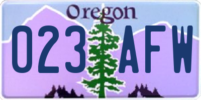 OR license plate 023AFW