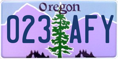 OR license plate 023AFY