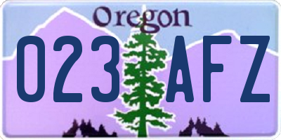 OR license plate 023AFZ